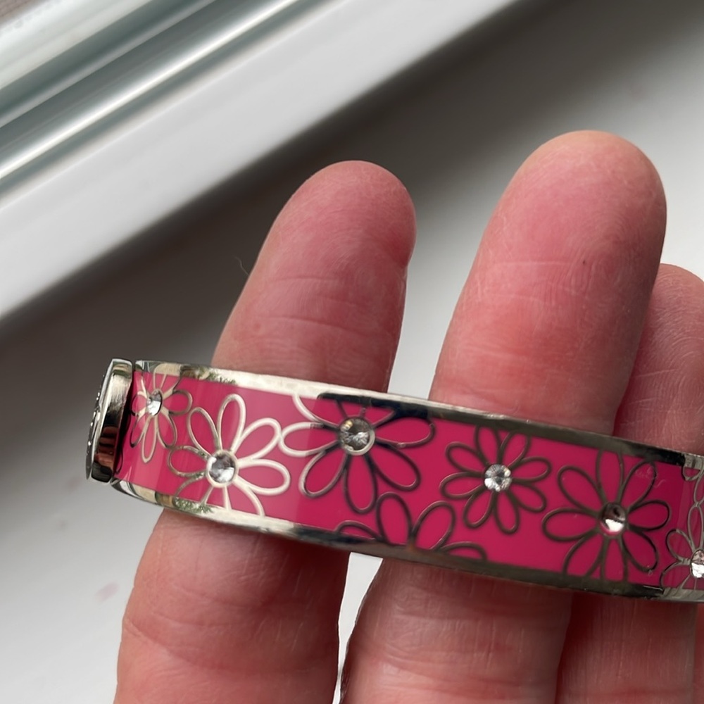 Coach Floral Pink and Silver Bangle Bracelet - Picture 5 of 5